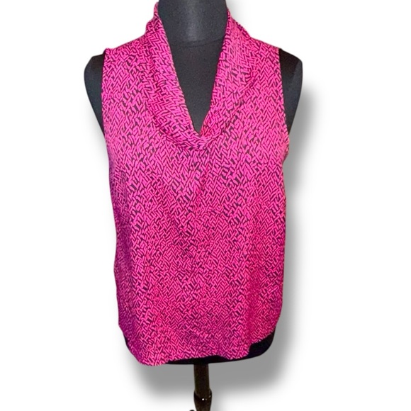 VINCE CAMUTO Ikat Print Cowl Neck Sleeveless Top - XL Wild Petunia - Picture 2 of 12